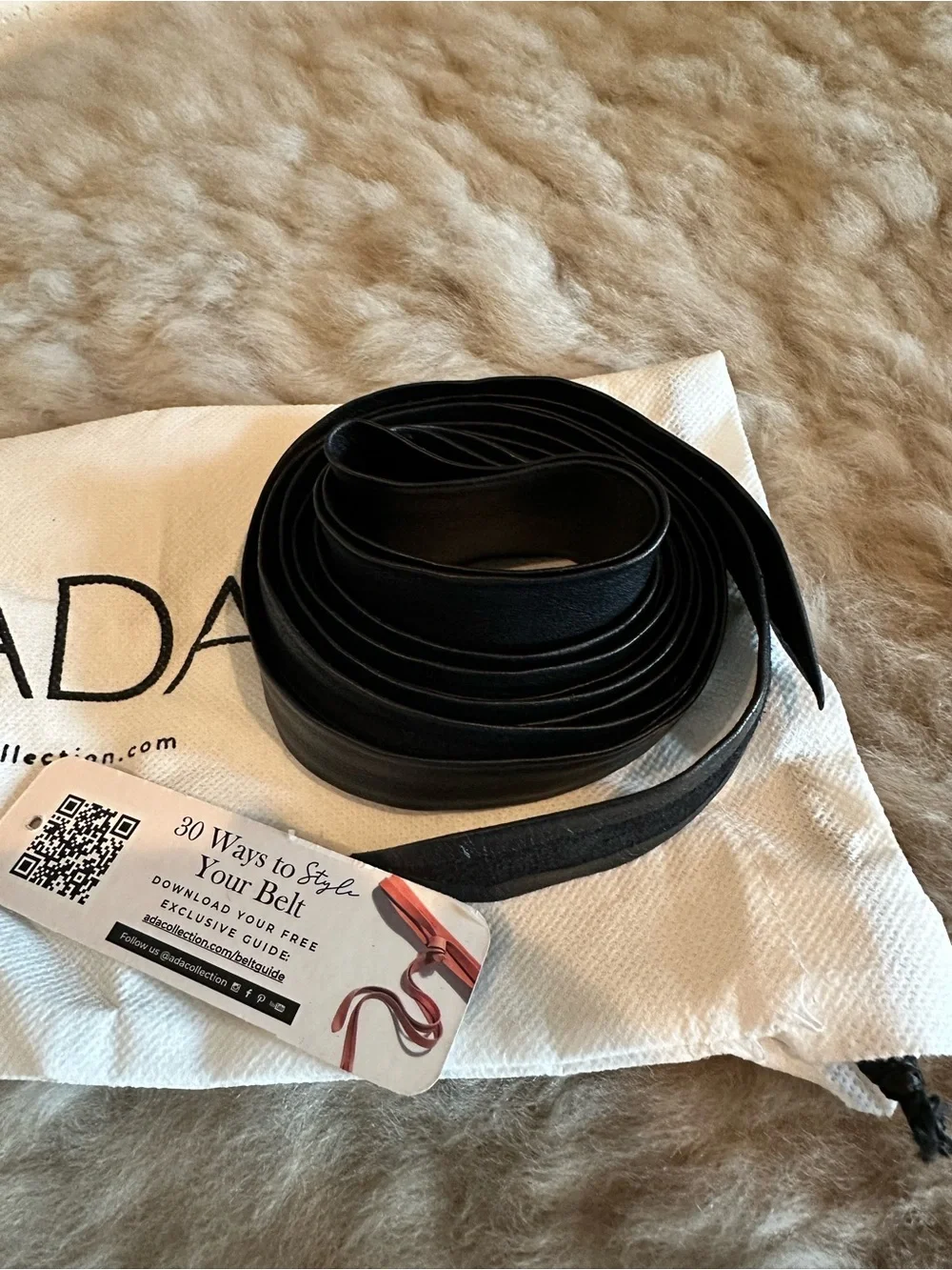 ADA | Midi Wrap Leather Belt - Black